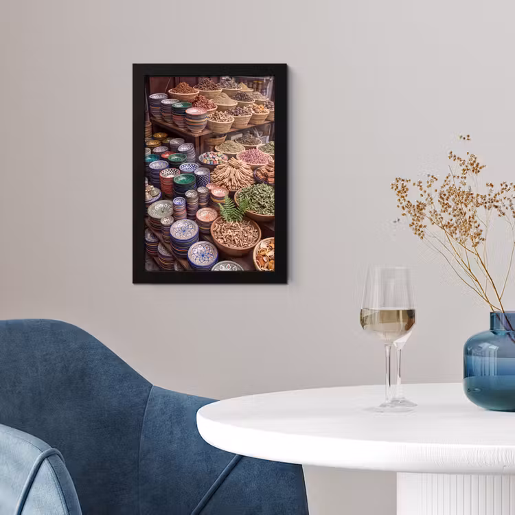 Framed Prints - Pottery - Oriental - Colorful - Aardewerk - Oosters - Kleurrijk fotolijst zwart zonder passe partout klein