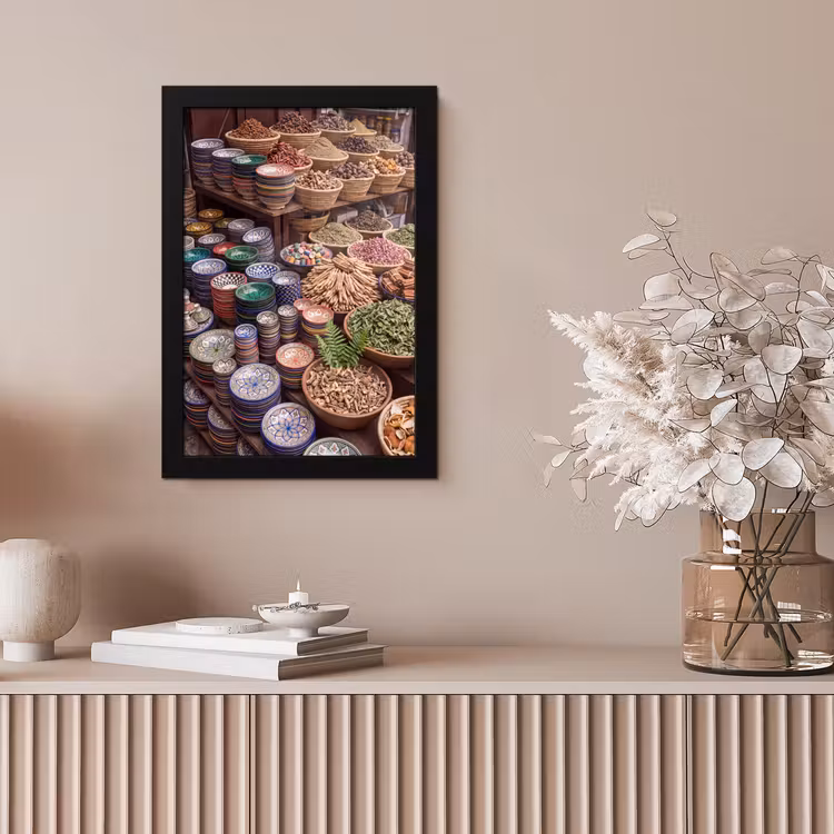 Framed Prints - Pottery - Oriental - Colorful - Aardewerk - Oosters - Kleurrijk fotolijst zwart zonder passe partout klein