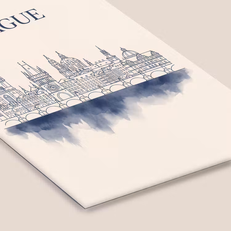 Praag - Skyline - Architectuur - Blauw fotolijst zwart zonder passe partout klein -zsfeer6