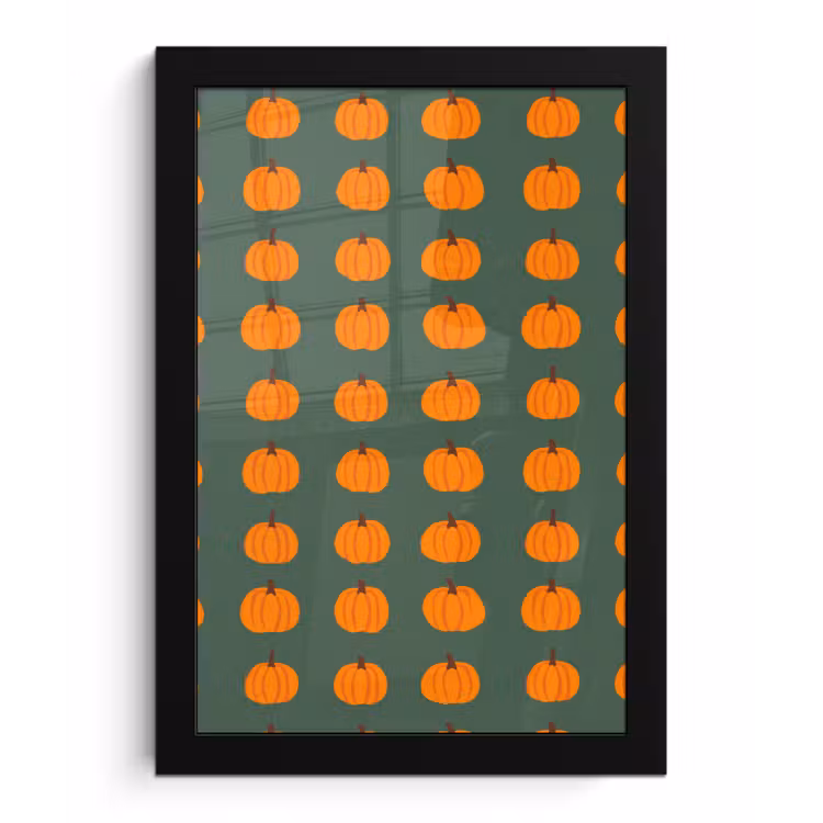 Pompoen - Patroon - Oranje fotolijst zwart zonder passe partout klein 224 -3d