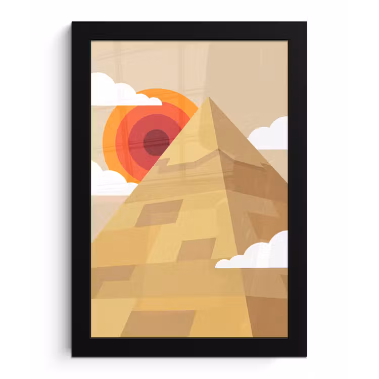 Piramide - Zon - Woestijn - Modern - Oranje fotolijst zwart zonder passe partout klein -3d