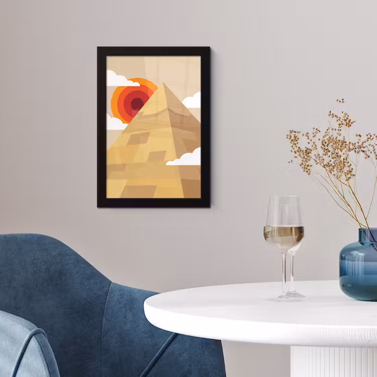 Piramide - Zon - Woestijn - Modern - Oranje fotolijst zwart zonder passe partout klein -sfeer4