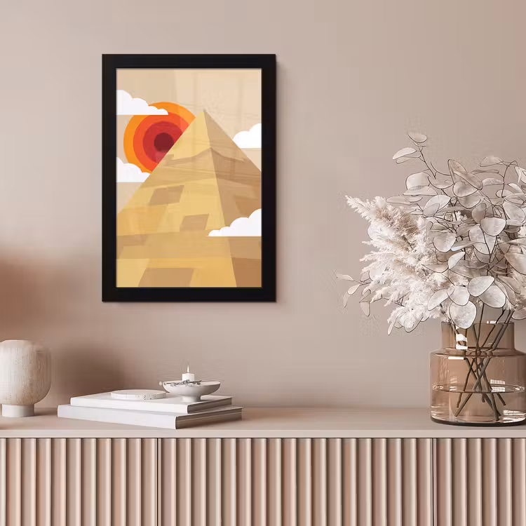 Piramide - Zon - Woestijn - Modern - Oranje fotolijst zwart zonder passe partout klein -sfeer5