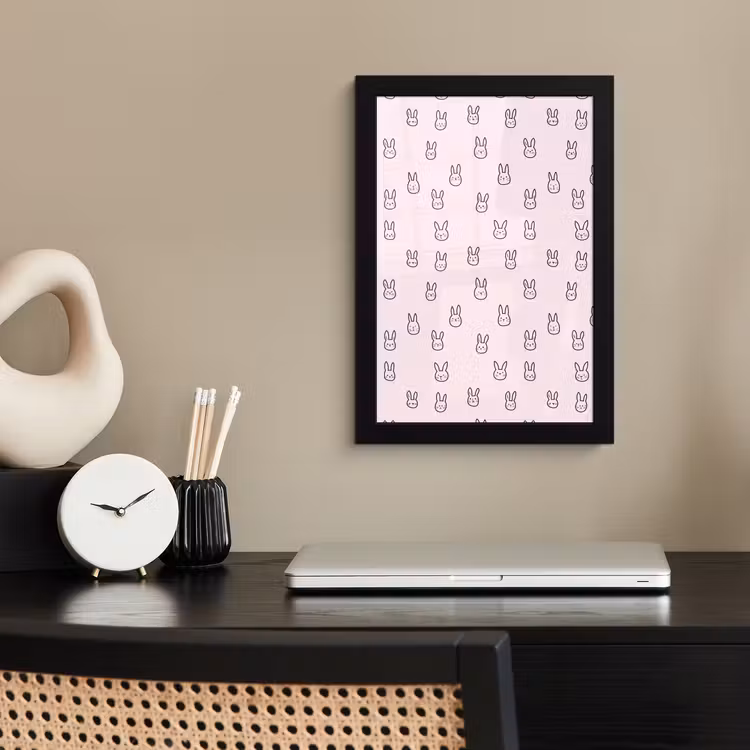 Konijnen - Minimalistisch - Roze fotolijst zwart zonder passe partout klein 224 -sfeer1