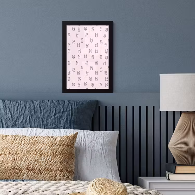 Konijnen - Minimalistisch - Roze fotolijst zwart zonder passe partout klein 224 -sfeer3