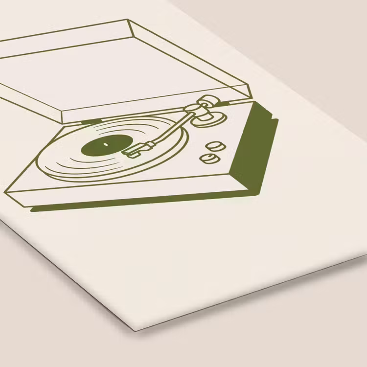 Platenspeler - Vinyl - Muziek - Minimalistisch - Groen fotolijst zwart zonder passe partout klein -zsfeer6