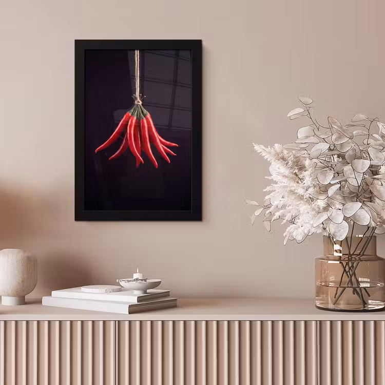 Framed Prints - Red Pepper - Food - Rode peper - Eten fotolijst zwart zonder passe partout klein