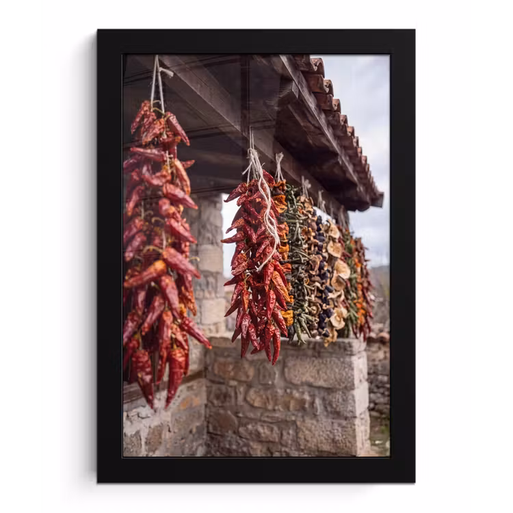 Framed Prints - Red Peppers - Food - Rode pepers - Eten fotolijst zwart zonder passe partout klein