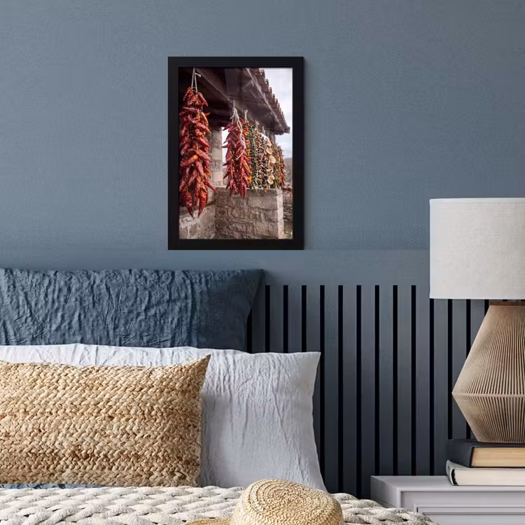 Framed Prints - Red Peppers - Food - Rode pepers - Eten fotolijst zwart zonder passe partout klein