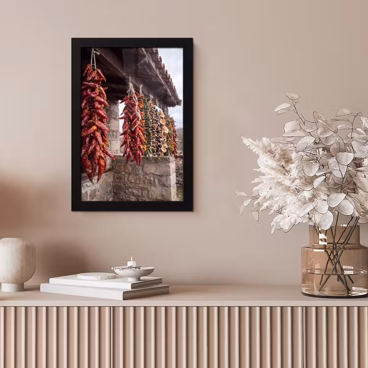 Framed Prints - Red Peppers - Food - Rode pepers - Eten fotolijst zwart zonder passe partout klein