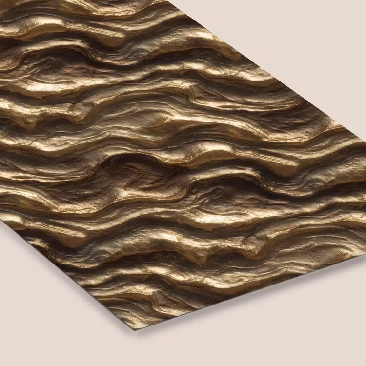 Reliëf - Golven - Abstract - Bronsgoud fotolijst zwart zonder passe partout klein 224 -zsfeer6