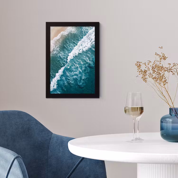 Zee - Strand - Golven - Natuur - Blauw fotolijst zwart zonder passe partout klein -sfeer4