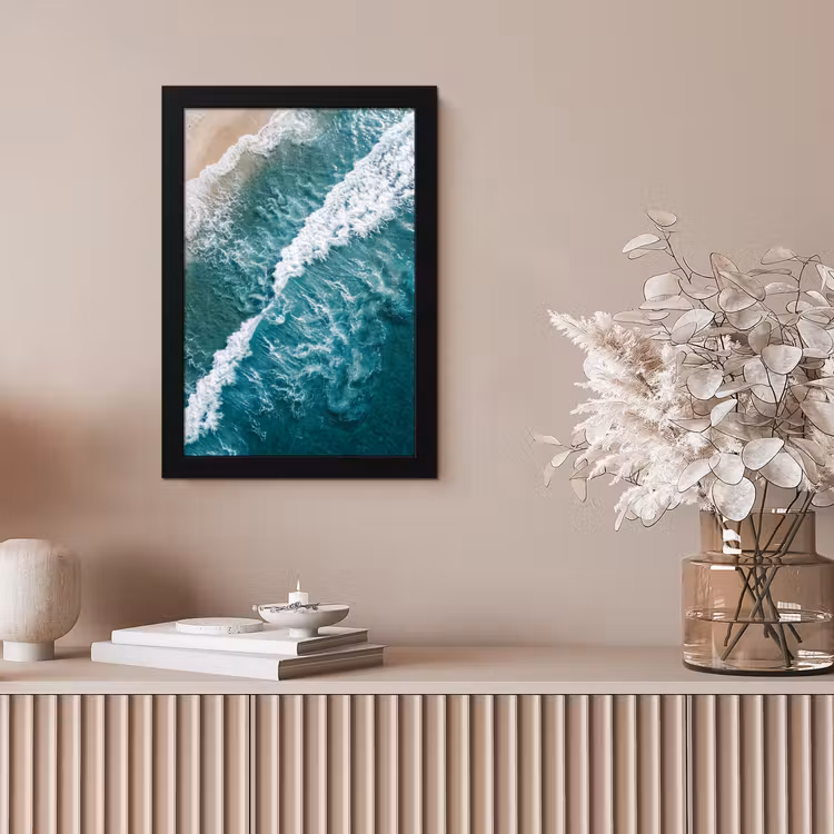 Zee - Strand - Golven - Natuur - Blauw fotolijst zwart zonder passe partout klein -sfeer5