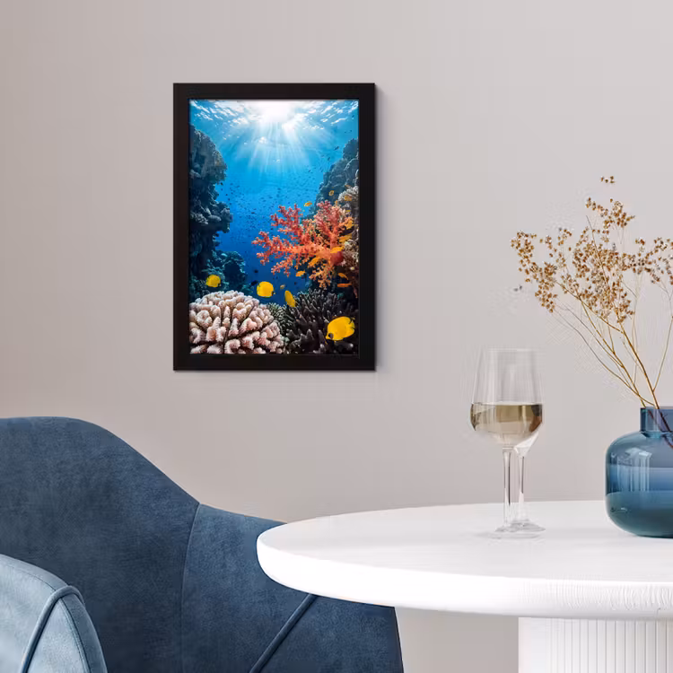 Zee - Koraalrif - Natuur - Levendig - Blauw fotolijst zwart zonder passe partout klein -sfeer4