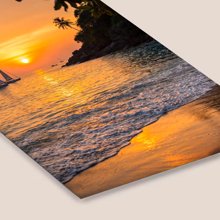 Zee - Zonsondergang - Boot - Natuur - Oranje fotolijst zwart zonder passe partout klein -zsfeer6