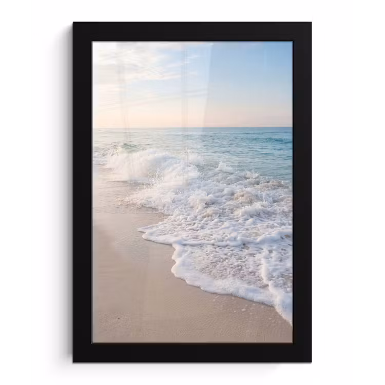 Zee - Golven - Strand - Natuur - Wit fotolijst zwart zonder passe partout klein -3d
