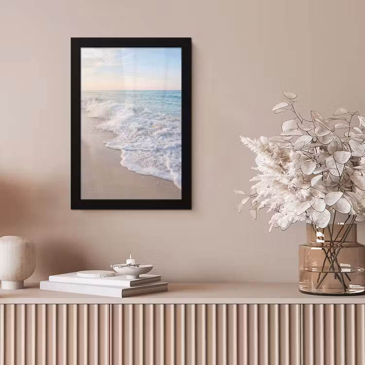 Zee - Golven - Strand - Natuur - Wit fotolijst zwart zonder passe partout klein -sfeer5