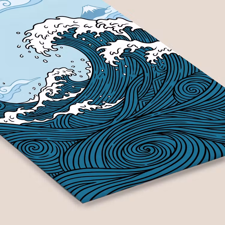 Zee - Golven - Japans - Natuur - Blauw fotolijst zwart zonder passe partout klein -zsfeer6