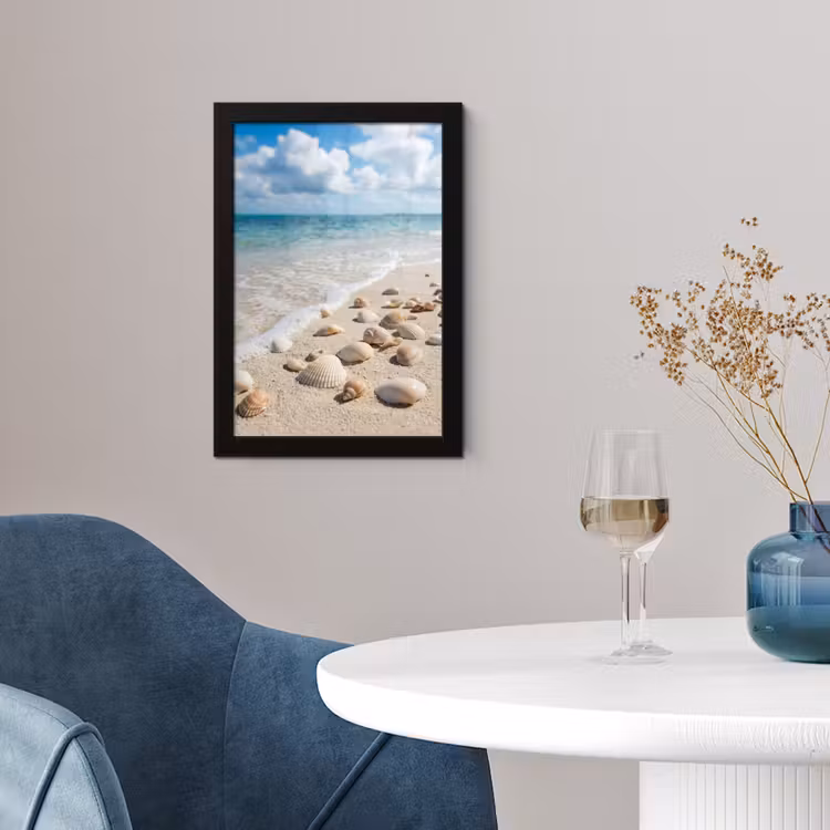 Schelpen - Strand - Natuur - Beige fotolijst zwart zonder passe partout klein -sfeer4