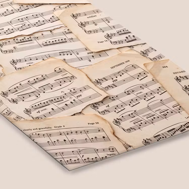 Bladmuziek - Oud - Noten - Vintage - Beige fotolijst zwart zonder passe partout klein -zsfeer6