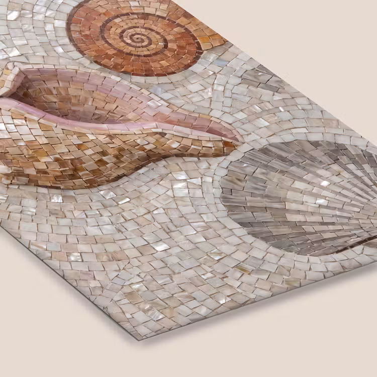 Schelp - Mozaïek - Zee - Beige - Modern fotolijst zwart zonder passe partout klein -zsfeer6