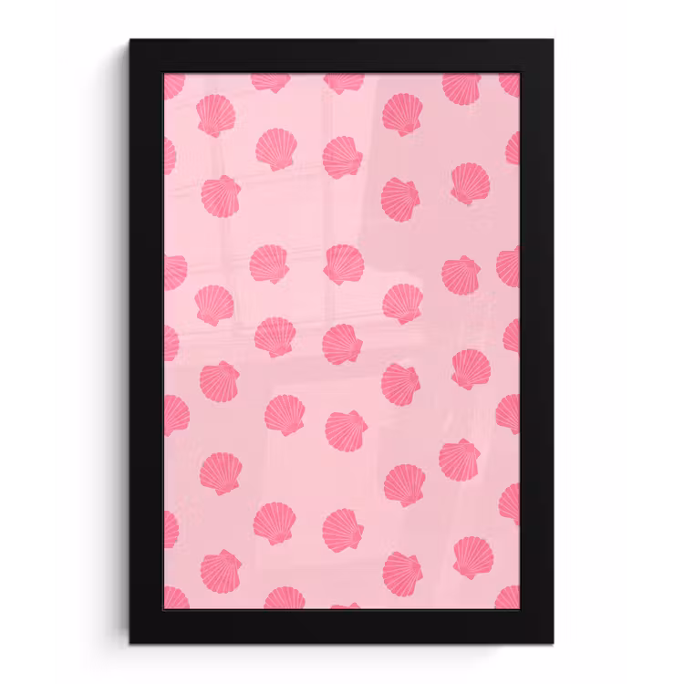 Schelp - Patroon - Zee - Modern - Roze fotolijst zwart zonder passe partout klein -3d