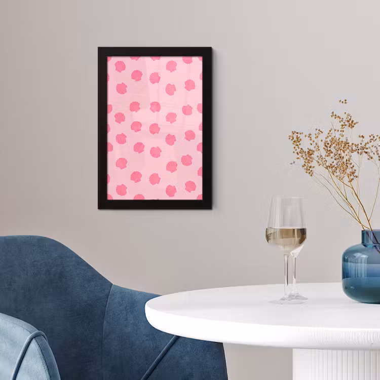 Schelp - Patroon - Zee - Modern - Roze fotolijst zwart zonder passe partout klein -sfeer4