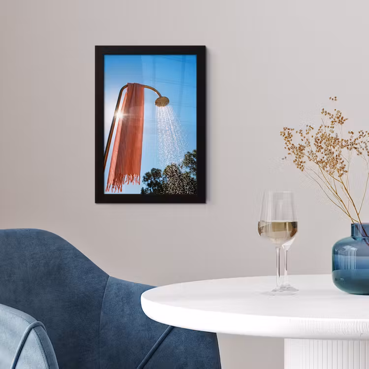 Douche - Water - Zomer - Blauw fotolijst zwart zonder passe partout klein -sfeer4