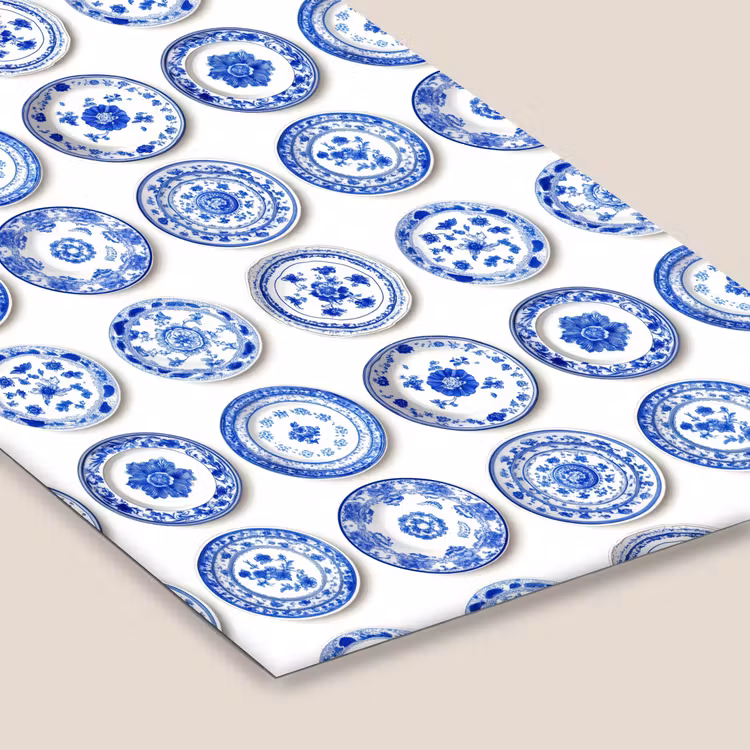 Borden - Bloemen - Patroon - Blauw fotolijst zwart zonder passe partout klein 224 -zsfeer6