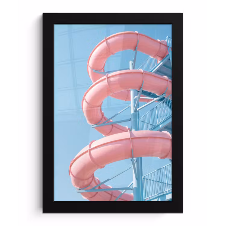 Glijbaan - Waterpark - Spiraal - Modern - Roze fotolijst zwart zonder passe partout klein -3d