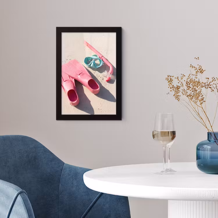 Snorkelset - Strand - Zomer - Roze fotolijst zwart zonder passe partout klein -sfeer4