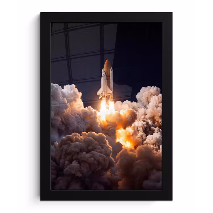 Framed Prints - Spacecraft - Launch - Stars - Ruimtevaartuig - Lancering - Sterren fotolijst zwart zonder passe partout klein