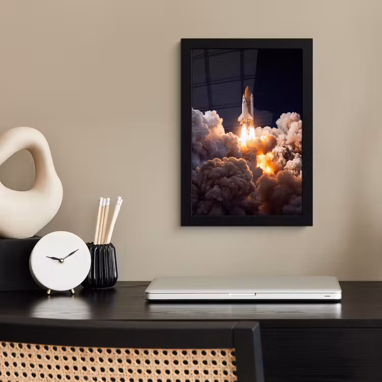 Framed Prints - Spacecraft - Launch - Stars - Ruimtevaartuig - Lancering - Sterren fotolijst zwart zonder passe partout klein