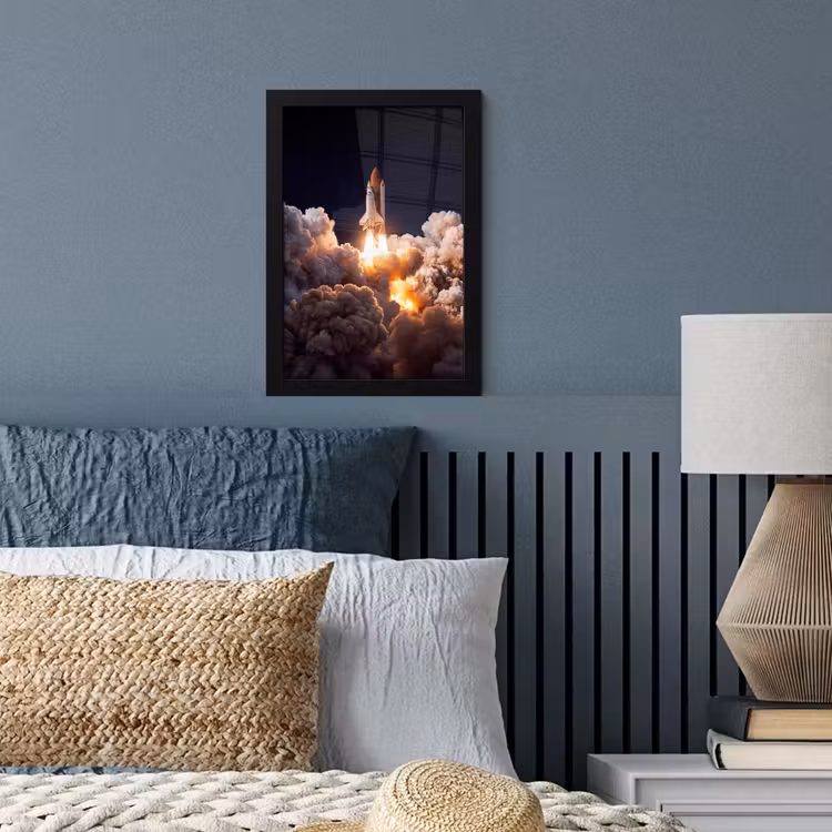 Framed Prints - Spacecraft - Launch - Stars - Ruimtevaartuig - Lancering - Sterren fotolijst zwart zonder passe partout klein