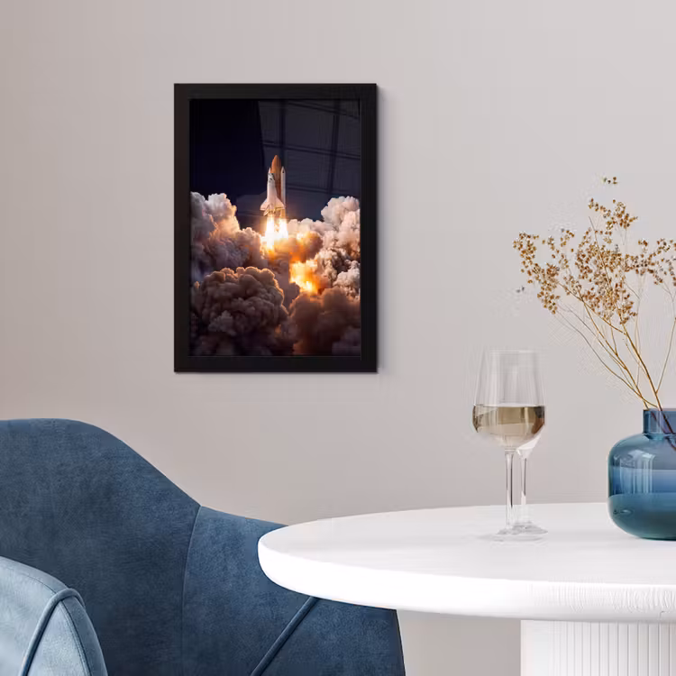 Framed Prints - Spacecraft - Launch - Stars - Ruimtevaartuig - Lancering - Sterren fotolijst zwart zonder passe partout klein