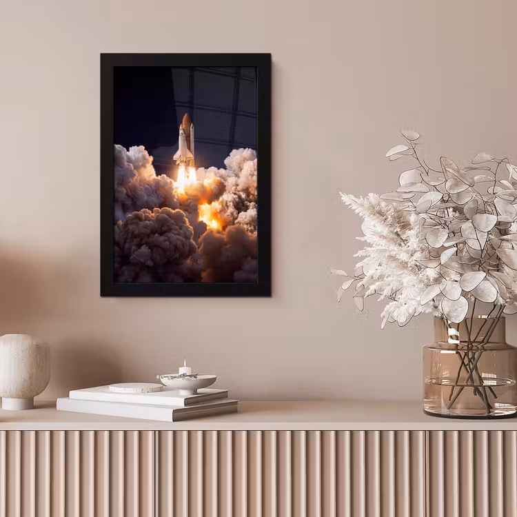 Framed Prints - Spacecraft - Launch - Stars - Ruimtevaartuig - Lancering - Sterren fotolijst zwart zonder passe partout klein