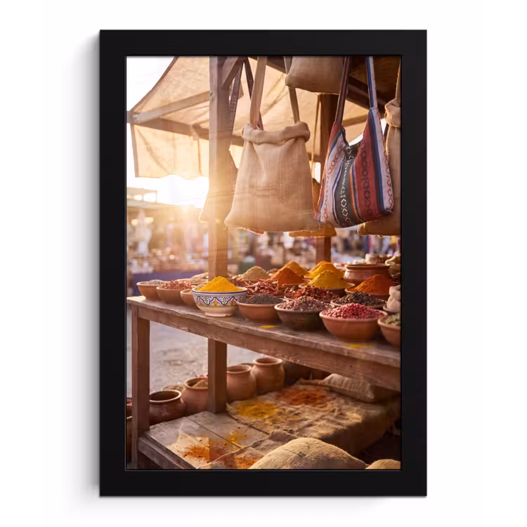 Framed Prints - Spices - Market - Colorful - Specerijen - Markt - Kleurrijk fotolijst zwart zonder passe partout klein