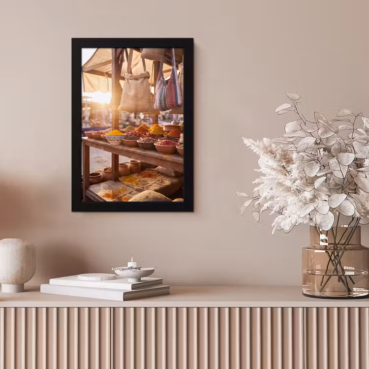 Framed Prints - Spices - Market - Colorful - Specerijen - Markt - Kleurrijk fotolijst zwart zonder passe partout klein