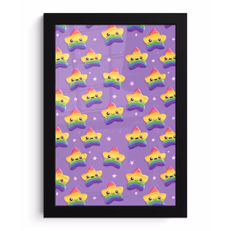 Sterren - Regenboog - Paars fotolijst zwart zonder passe partout klein 224 -3d