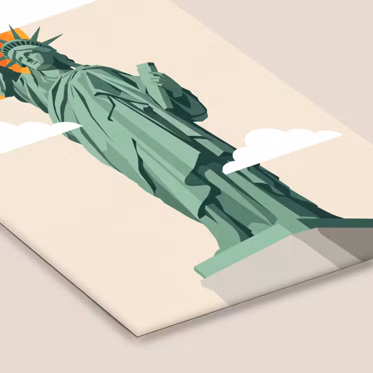 Vrijheidsbeeld - New York - Zon - Modern fotolijst zwart zonder passe partout klein -zsfeer6