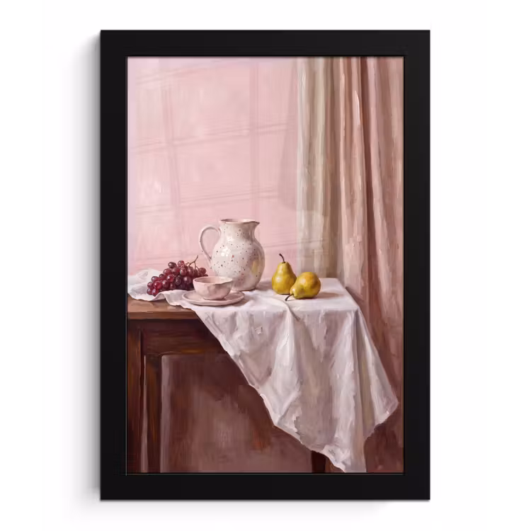 Framed Prints - Still Life - Fruit - Pink - Stilleven - Fruit - Roze fotolijst zwart zonder passe partout klein