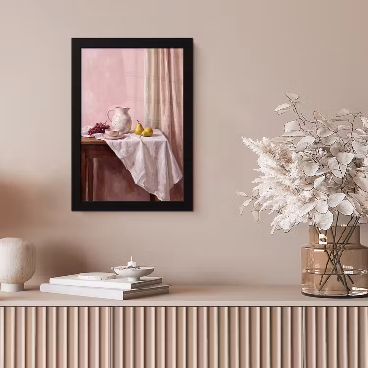 Framed Prints - Still Life - Fruit - Pink - Stilleven - Fruit - Roze fotolijst zwart zonder passe partout klein
