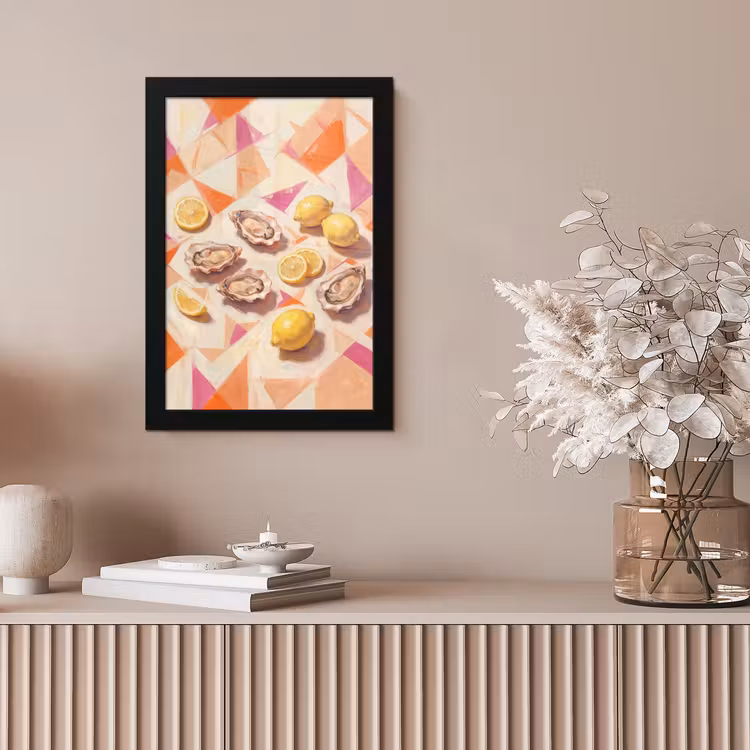 Stilleven - Citroenen - Oesters - Abstract - Oranje fotolijst zwart zonder passe partout klein -sfeer5