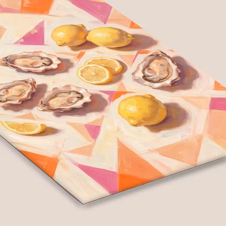 Stilleven - Citroenen - Oesters - Abstract - Oranje fotolijst zwart zonder passe partout klein -zsfeer6