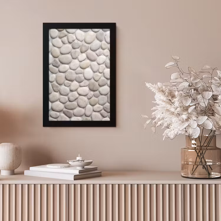 Steen - Kiezel - Natuur - Minimalistisch - Beige fotolijst zwart zonder passe partout klein -sfeer5
