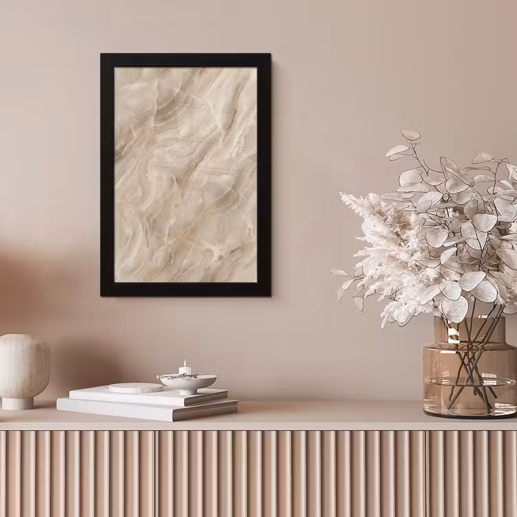 Steen - Golvend - Abstract - Beige fotolijst zwart zonder passe partout klein -sfeer5