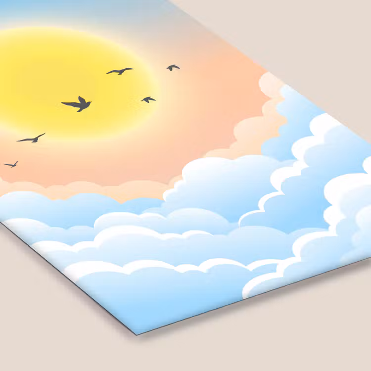 Zon - Vogels - Lucht - Natuur - Geel fotolijst zwart zonder passe partout klein -zsfeer6