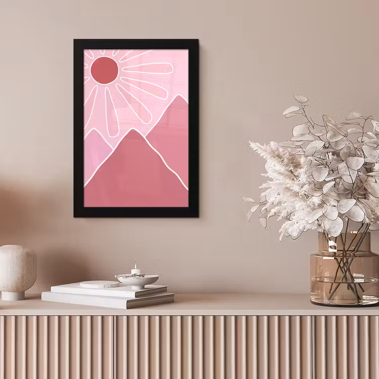 Zon - Bergen - Natuur - Abstract - Roze fotolijst zwart zonder passe partout klein -sfeer5