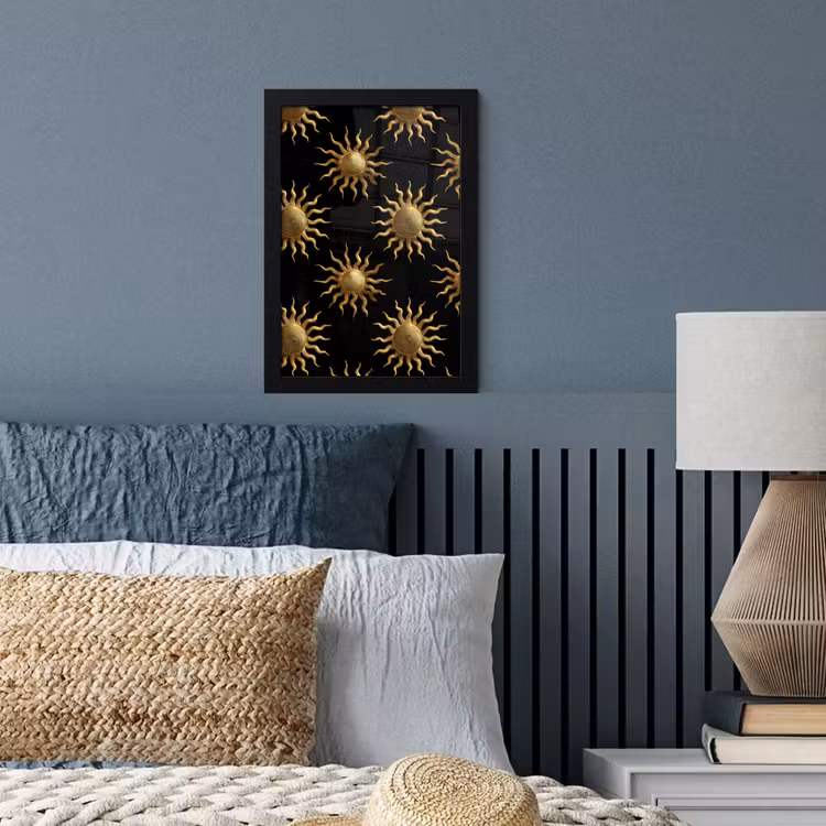 Zon - Patroon - Luxe - Goud - Zwart fotolijst zwart zonder passe partout klein 224 -sfeer3