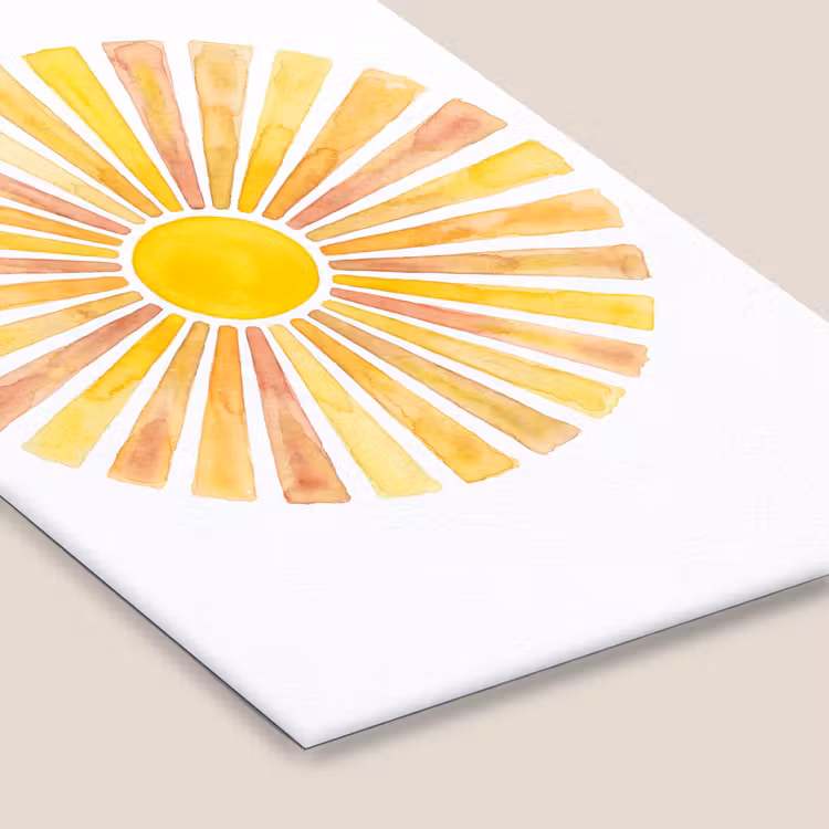 Zon - Stralen - Aquarel - Geel - Abstract fotolijst zwart zonder passe partout klein -zsfeer6